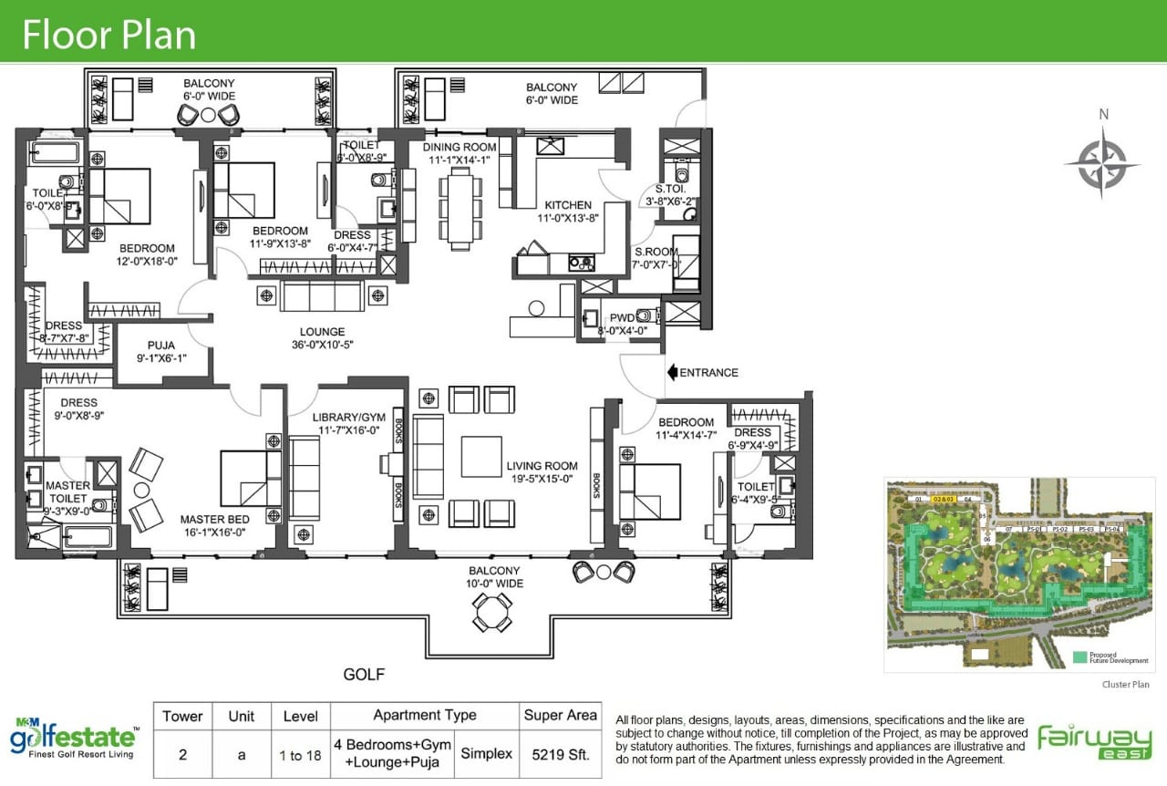 Floor plan of M3M Golf estate 3843 Sqft