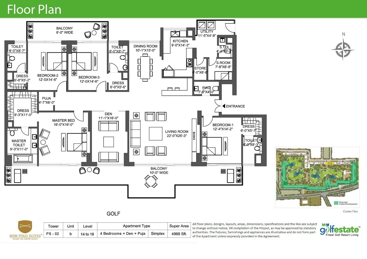 Floor plan of M3M Golf estate 4968 Sqft