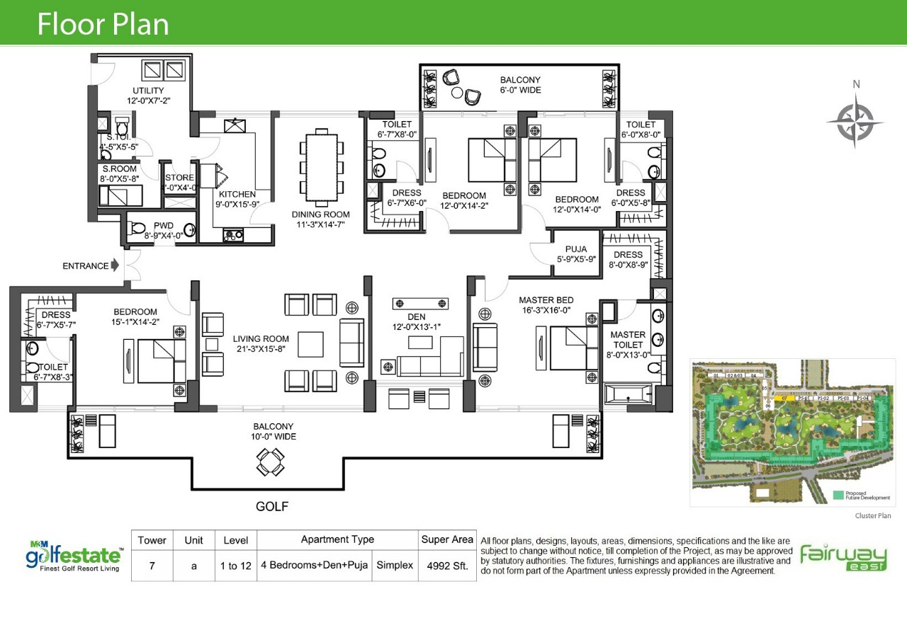 Floor plan of M3M Golf estate 4992 Sqft