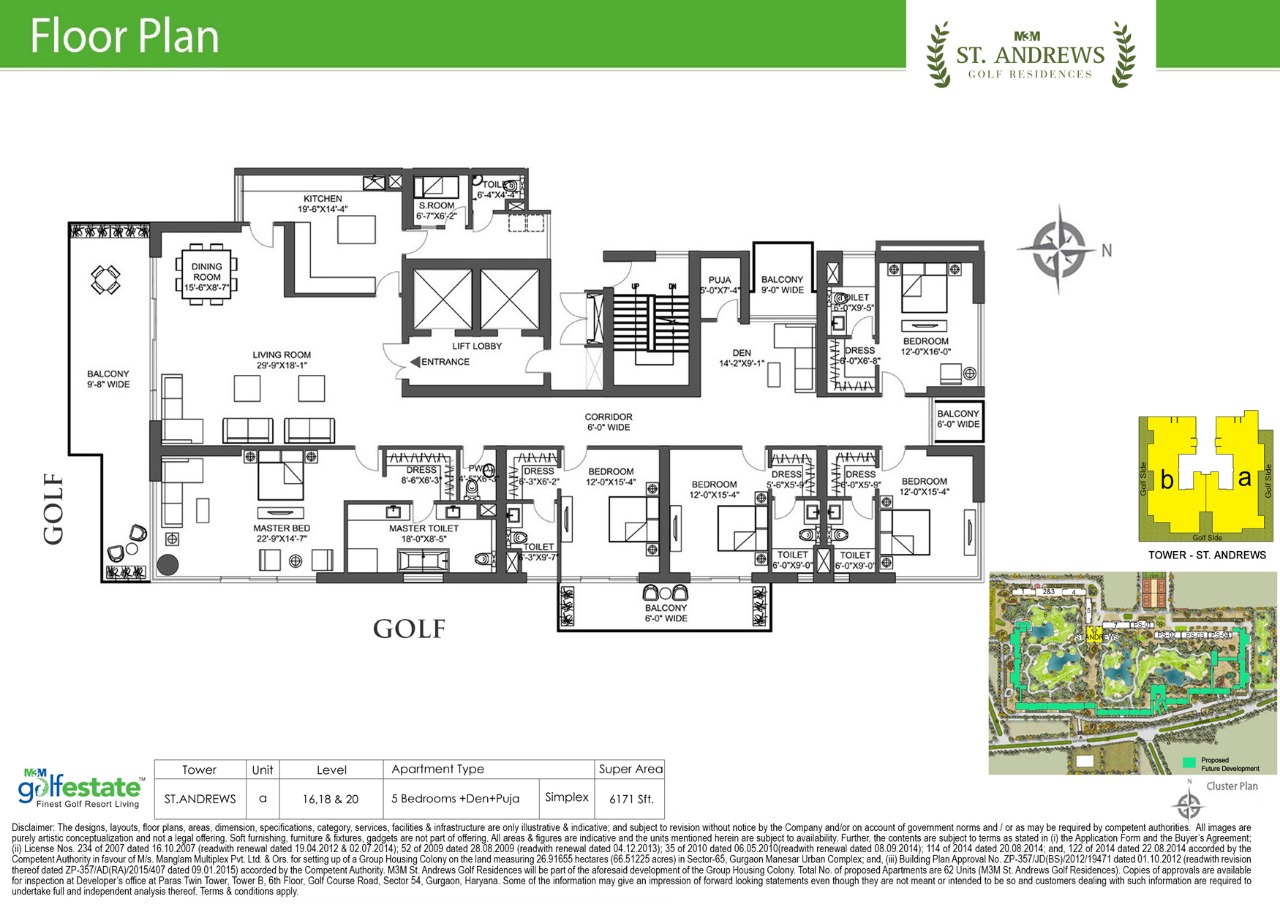 Floor plan of M3M Golf estate St Andrews 6171 Sqft