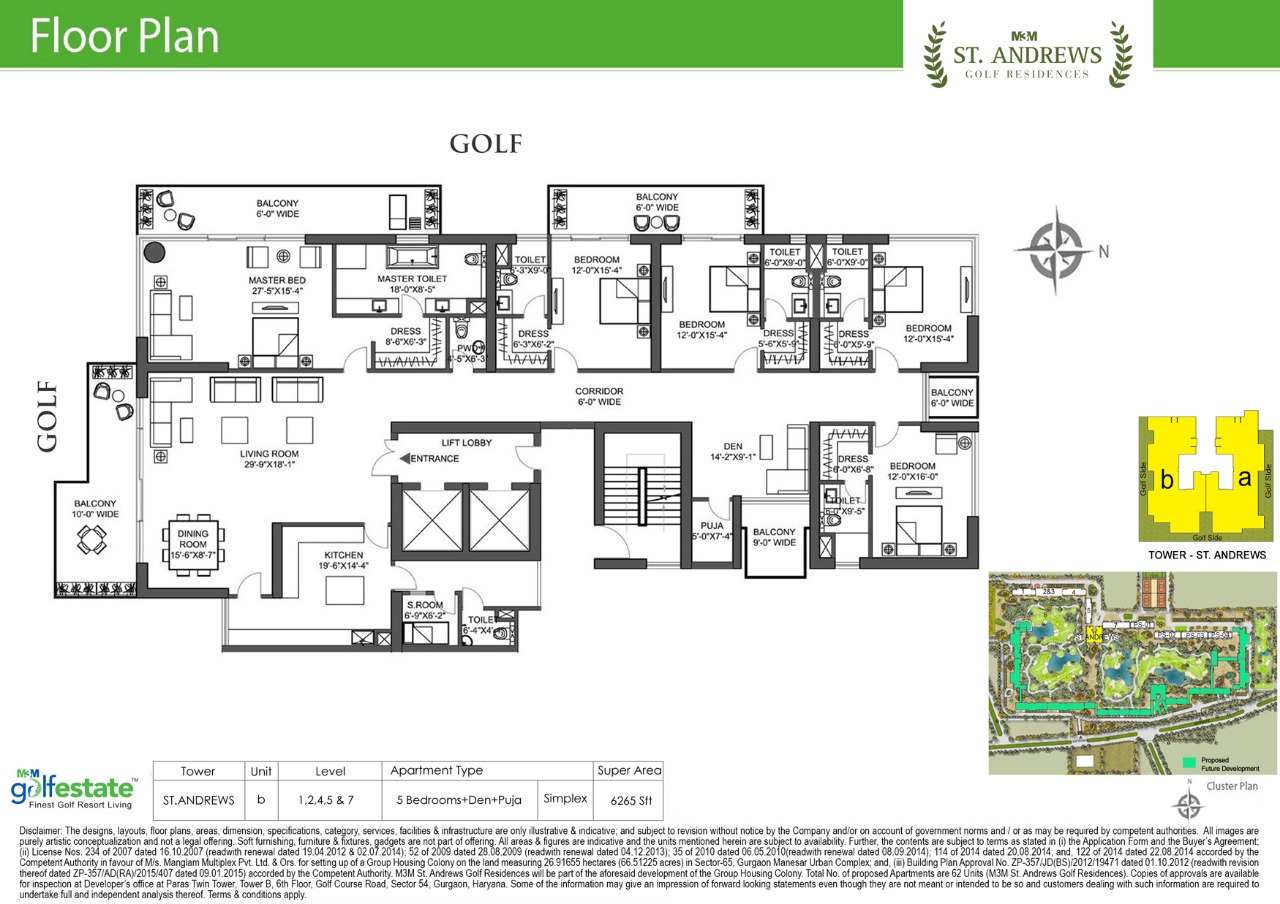 Floor plan of M3M Golf estate St Andrews 6265 Sqft