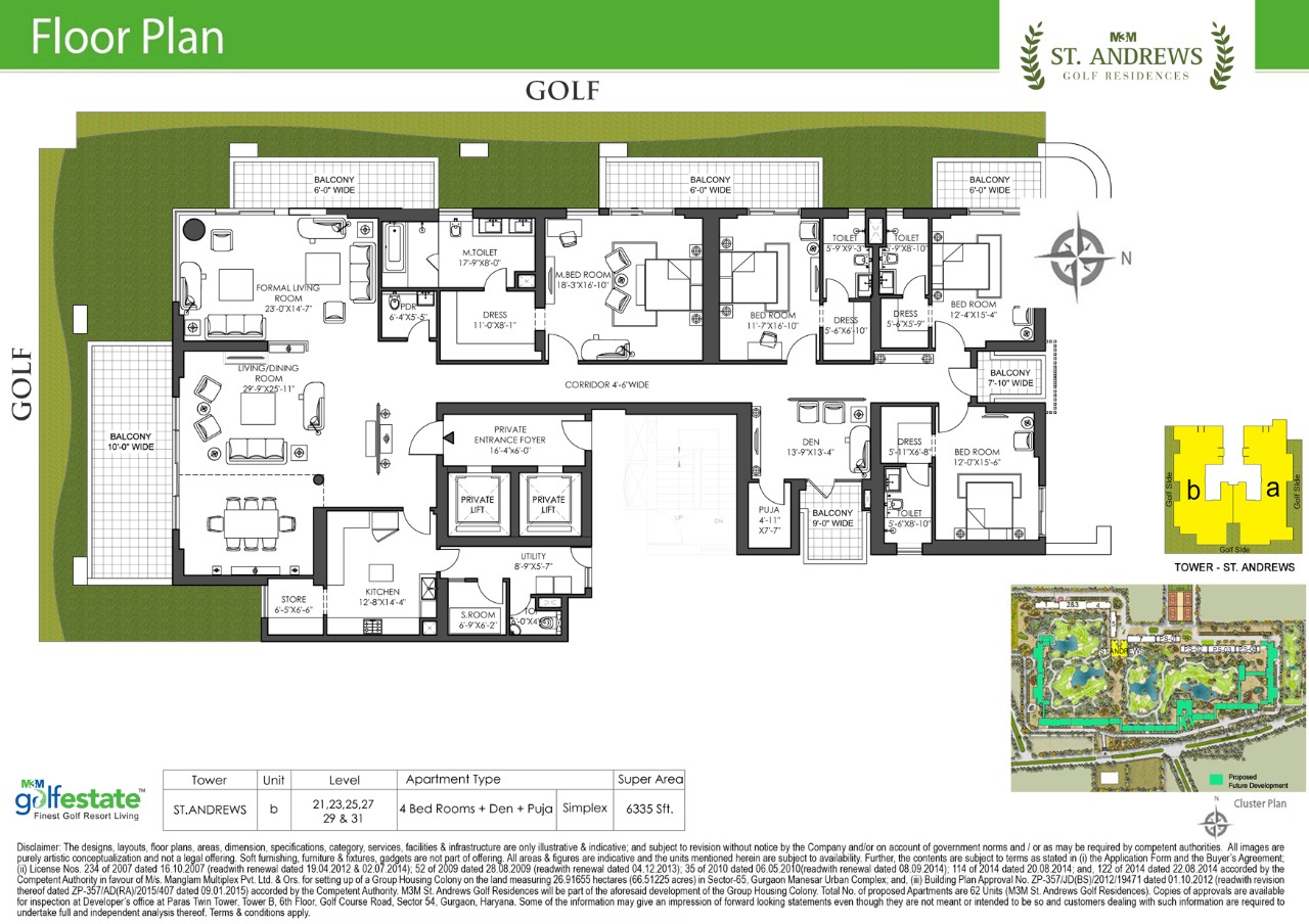 Floor plan of M3M Golf estate St Andrews 6335Sqft