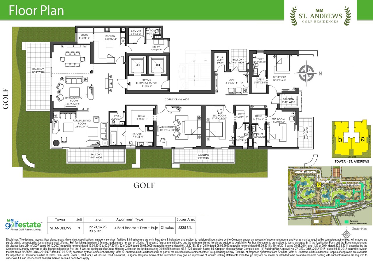 Floor plan of M3M Golf estate St Andrews 6335Sqft