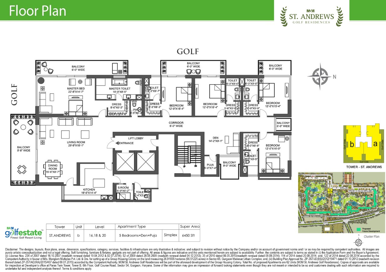 Floor plan of M3M Golf estate St Andrews 6450Sqft